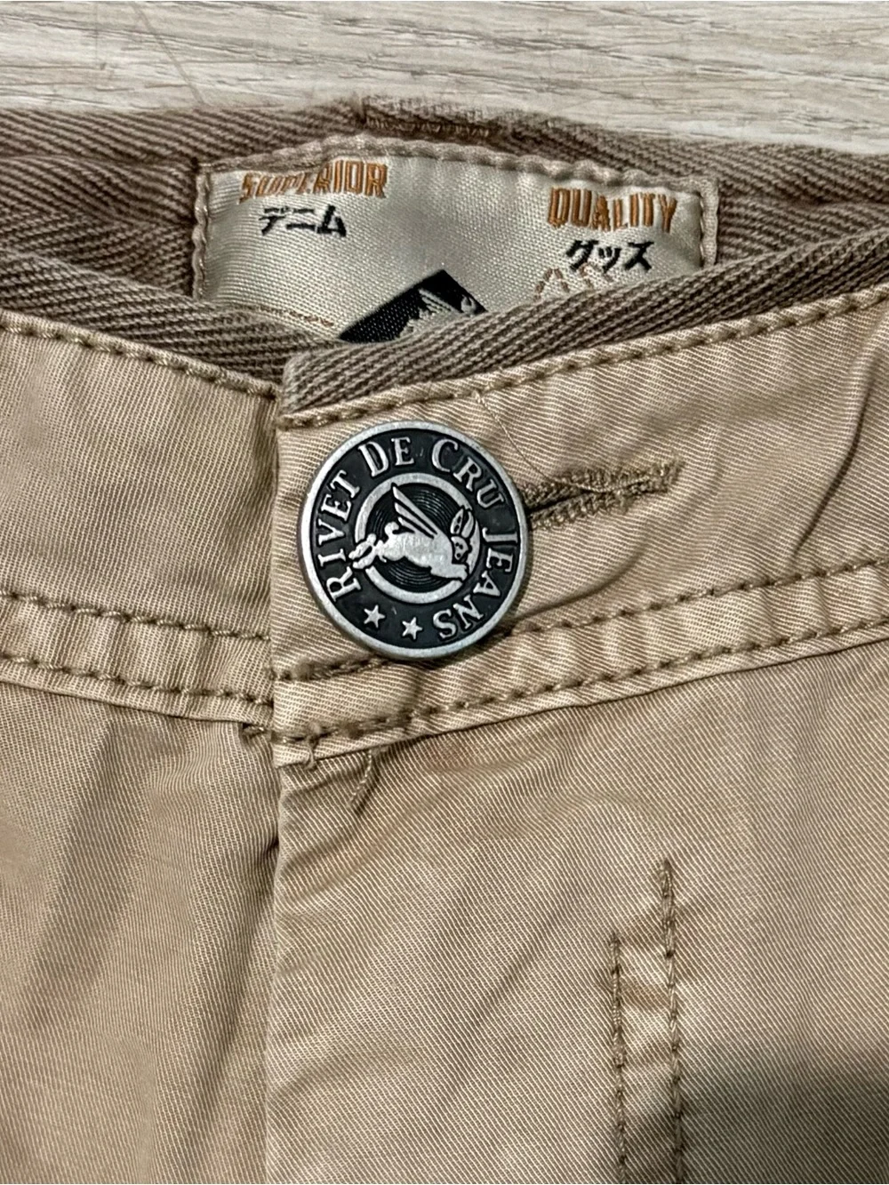 Rivet de Cru Khaki Twill Cargo Shorts size 40 MSRP $78 New with Tags